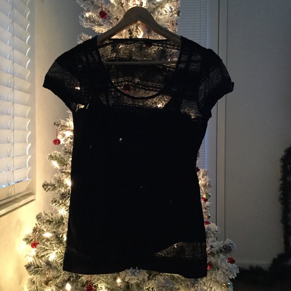 BANANA REPUBLIC Black Lace Top
